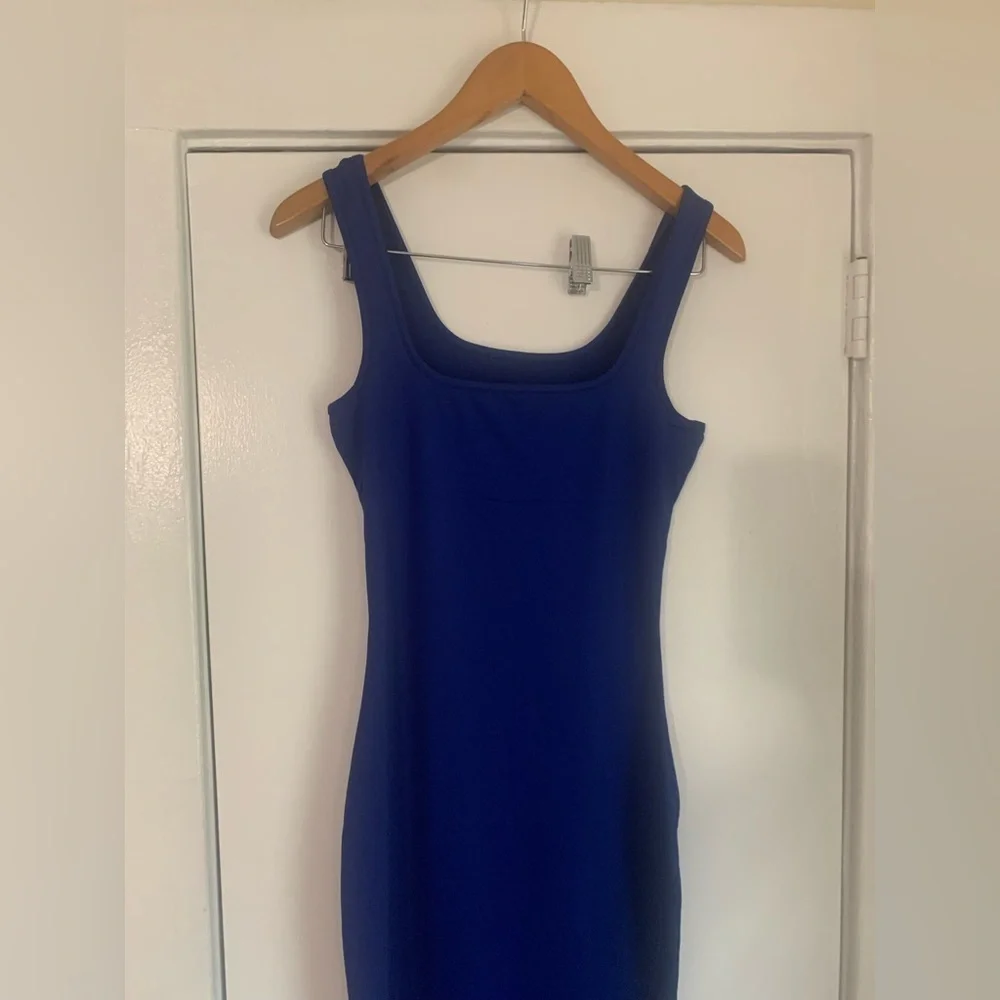 Cobalt‎ blue bodycon strapless MIDI Dress Size Small